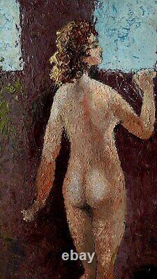 Former Painting Oil On Wood Portrait Naked Woman Fauvisme À Attrib