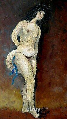Former Painting Oil On Wood Portrait Naked Woman Fauvisme À Attrib