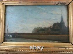 Former Painting Oil On Wood Xixe Signed Baron Marine Normandie Seine Boat