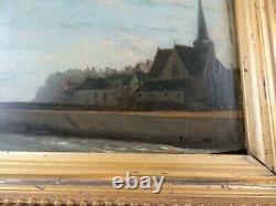 Former Painting Oil On Wood Xixe Signed Baron Marine Normandie Seine Boat