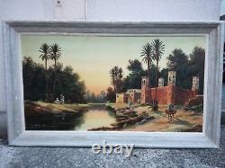 Former Painting Orientalist Painting North Africa Emile Jantet 70 X 130 CM