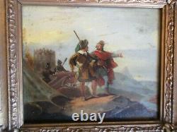 Former Painting Signed Richards Battle Scene Of The 17th Cannon Cannon Soldiers