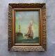 Former Superb 19th Century Oil Painting The Trouville Lighthouse Signed Baron 1878 Navy