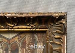 Fountain in an Interior Courtyard, oil on panel, painting, early 20th century