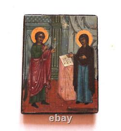 Fragment of a wooden icon depicting the Annunciation. Russia, 19th century