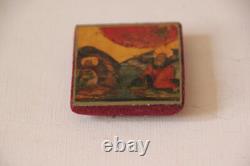 Fragment of an ancient icon. Miniature on wood. 19th century. Russia