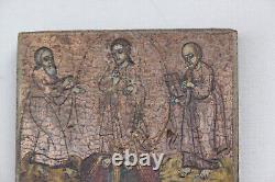 Fragment of an ancient icon. Miniature on wood. Transfiguration. 18th century. Russia.