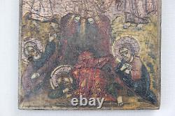 Fragment of an ancient icon. Miniature on wood. Transfiguration. 18th century. Russia.