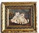 Frame Old Wood Dore Painting Oil On Carton 3 Dogs