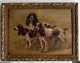 Frame Old Wood Dore Painting Oil On Wood Hunting Dogs