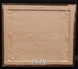Framed Impressionist Painting Portrait of a Young Girl, Woman on a Garden Bench, Art 1900