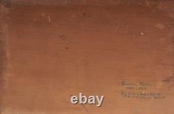 Framed oil painting portrait of a little blonde girl by Jean-Bernard DESCOMPS