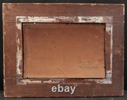 Framed oil painting portrait of a little blonde girl by Jean-Bernard DESCOMPS