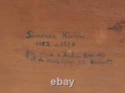 Framed oil painting portrait of a little blonde girl by Jean-Bernard DESCOMPS