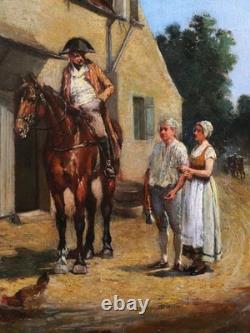 Framed painting of a horse rider in the forest of Saint-Germain-en-Laye by Ernest Meissonier