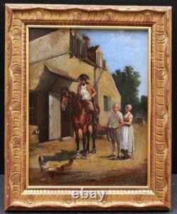 Framed painting of a horse rider in the forest of Saint-Germain-en-Laye by Ernest Meissonier