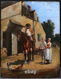 Framed painting of a horse rider in the forest of Saint-Germain-en-Laye by Ernest Meissonier