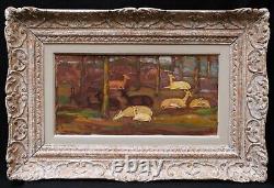 Framed painting of animal art by Spanish painter Mateo HERNANDEZ, deer in the forest