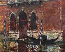 Framed tableau landscape view VENICE gondola canal Belgian painter Alfred BASTIEN
