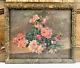 François Felix Roubaud Oil Painting On Wood Panel Bouquet Of Roses Peonies 19th Century