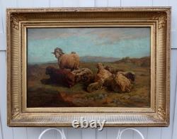 François Simon 1818-1896. Grand & Beautiful Landscape with Sheep & Ram at Rest