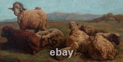 François Simon 1818-1896. Grand & Beautiful Landscape with Sheep & Ram at Rest
