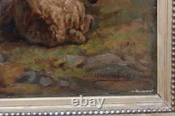 François Simon 1818-1896. Grand & Beautiful Landscape with Sheep & Ram at Rest