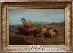 François Simon 1818-1896. Grand & Beautiful Landscape with Sheep & Ram at Rest