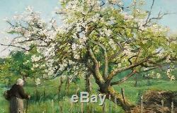 Frederick Gaston Burggraff Landscape Painting Normandy Apple Spring Flower