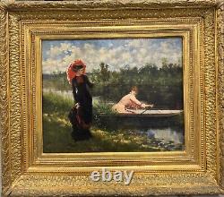 French Impressionist School Elegants, Boating, Circa 1890