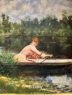 French Impressionist School Elegants, Boating, Circa 1890