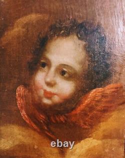 French Or Italian School Of The 17th Century Angelot Putti In The Oil Clouds