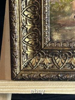 French Realist School 19th Century Oil on Panel Animated Gallant Scene 1880