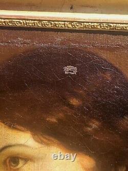 French School 18th Century Young Girl Oil Painting on Canvas Mounted on Wood