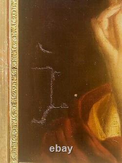 French School 18th Century Young Girl Oil Painting on Canvas Mounted on Wood