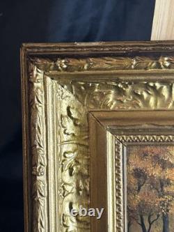 French School 19th Century Oil on Cardboard Autumn Landscape in the Woods 1870