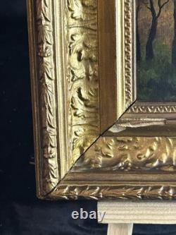 French School 19th Century Oil on Cardboard Autumn Landscape in the Woods 1870