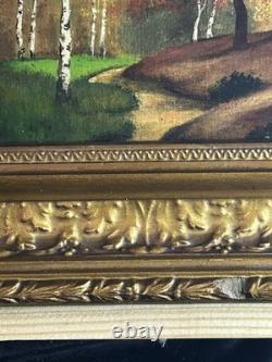 French School 19th Century Oil on Cardboard Autumn Landscape in the Woods 1870