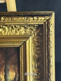 French School 19th Century Oil on Cardboard Autumn Landscape in the Woods 1870