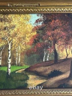 French School 19th Century Oil on Cardboard Autumn Landscape in the Woods 1870