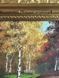 French School 19th Century Oil on Cardboard Autumn Landscape in the Woods 1870