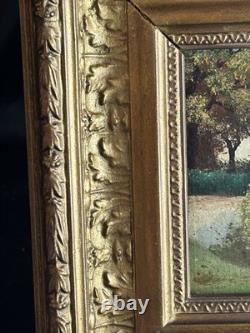 French School 19th Century Oil on Cardboard Underwood Landscape River 1880