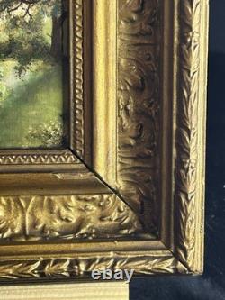 French School 19th Century Oil on Cardboard Underwood Landscape River 1880