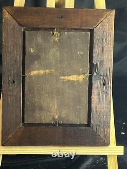 French School 19th Century Oil on Panel Courtyard Scene Gilded Frame 1860