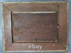 French School 19th Century Village Scene Oil on Wood Gilded Frame SB637