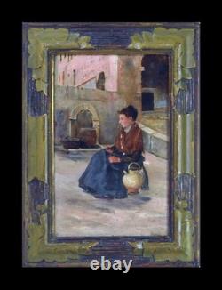 French School, 19th Century. Young Woman Seated by a Fountain