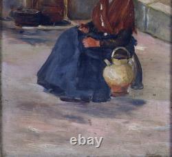 French School, 19th Century. Young Woman Seated by a Fountain