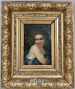 French School, Oil On Wood, Bacchante