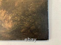 French School Oil Painting on Wood, Cave, 19th Century, 1880, To Be Identified, Old Painting