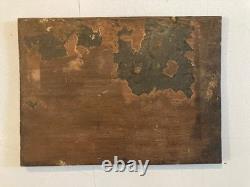 French School Oil Painting on Wood, Cave, 19th Century, 1880, To Be Identified, Old Painting